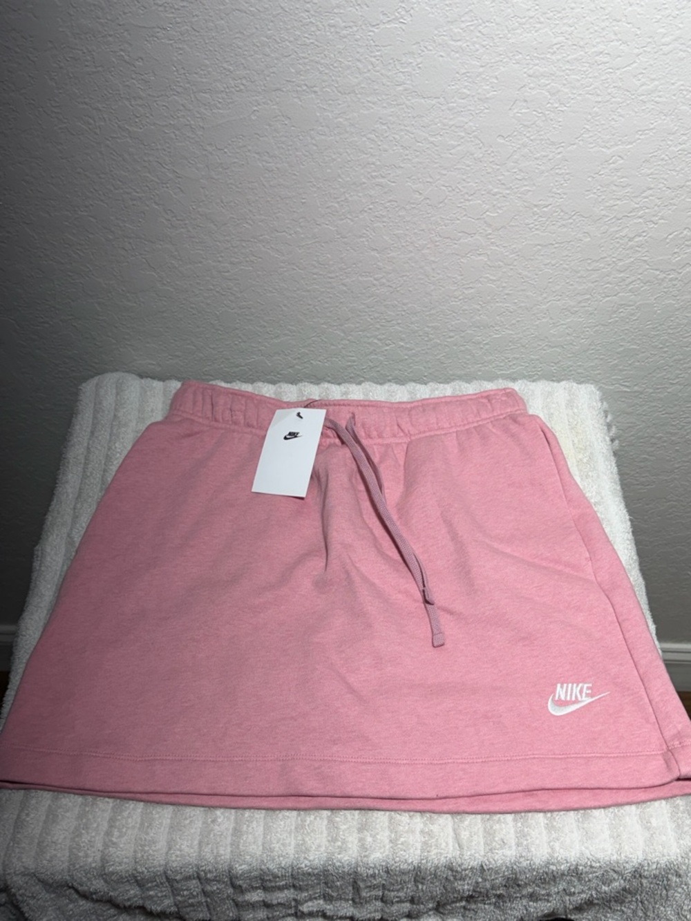 Nike Pink Drawstring Mini Skirt with Logo